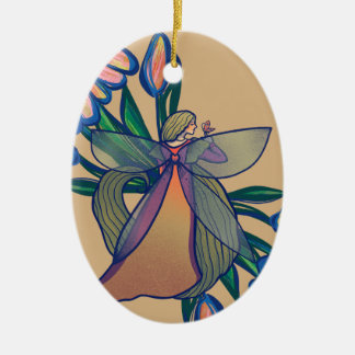 Flower Garden Fairy Gardener Art Ceramic Tree Decoration