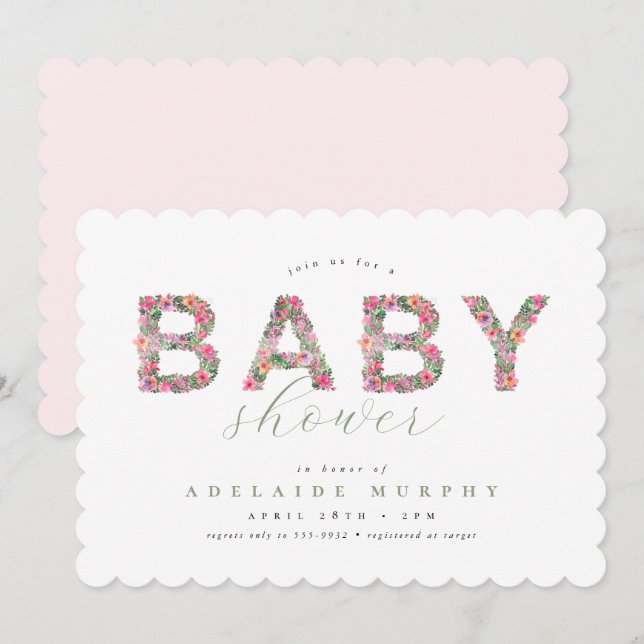 Flower Garden Floral Baby Shower Invitation (Front/Back)