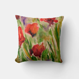 Flower Garden Flowers Watercolor Floral Cushion