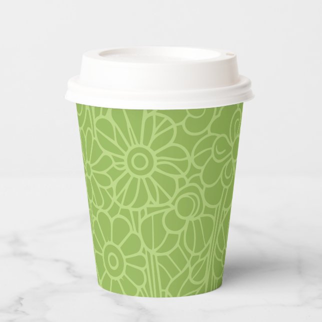 Flower Garden Green Paper Cups (Front)