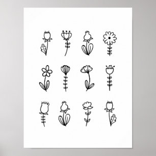 Flower Garden Handdrawn Art Poster