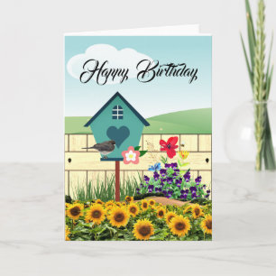 Flower Garden Happy Birthday Greeting Card