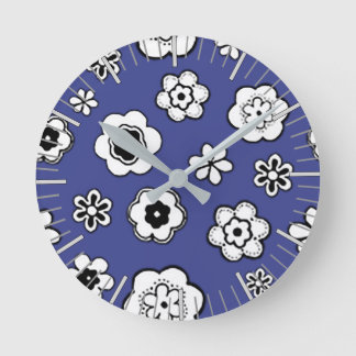 Flower Garden in Blue Bayou Round Clock
