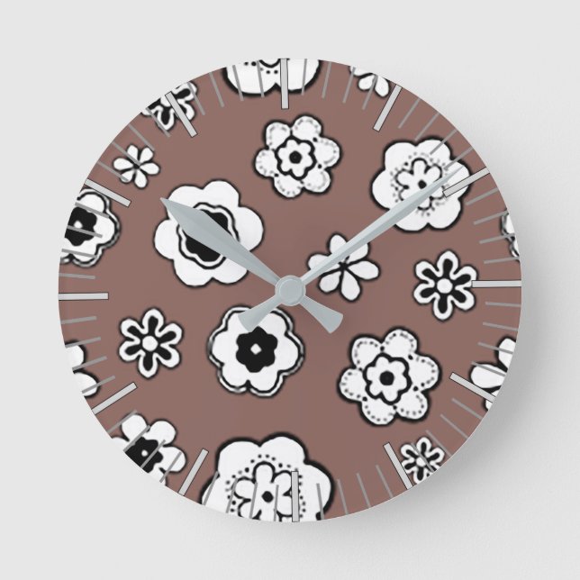 Flower Garden in Brandy Round Clock (Front)