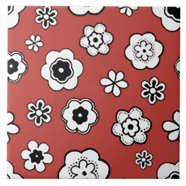 Flower Garden in Misty Tomato Red Tile (Front)