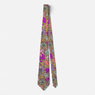 Flower Garden Lavender Teal Floral Pattern Tie
