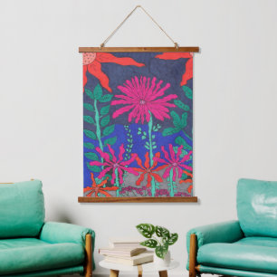 Flower Garden Night Scene Hanging Tapestry