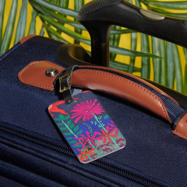 Flower Garden Night Scene  Luggage Tag (Front Insitu 1)
