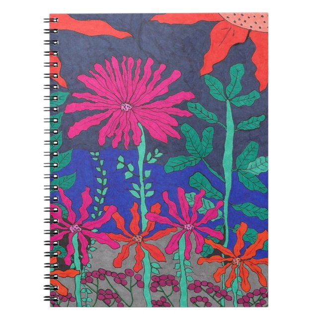 Flower Garden Night Scene Notebook (Front)