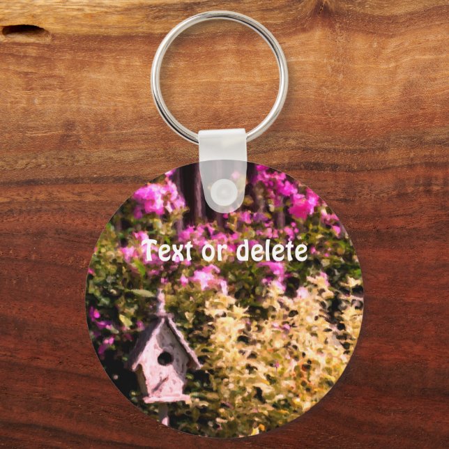 Flower Garden Painting Personalised Key Ring (Front)