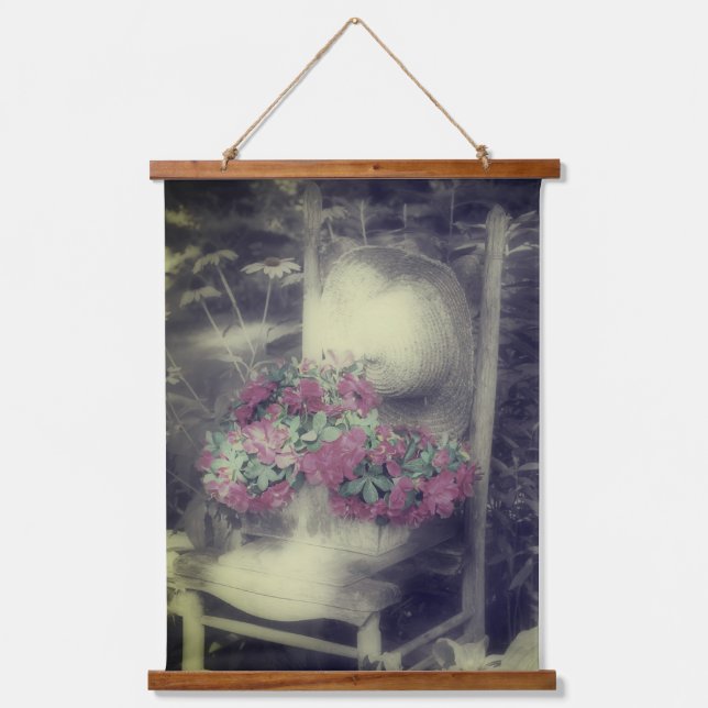 Flower Garden Partial Colour Vintage Hanging Tapestry (Front)