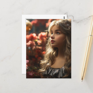 Flower Garden Princess Girl Postcard