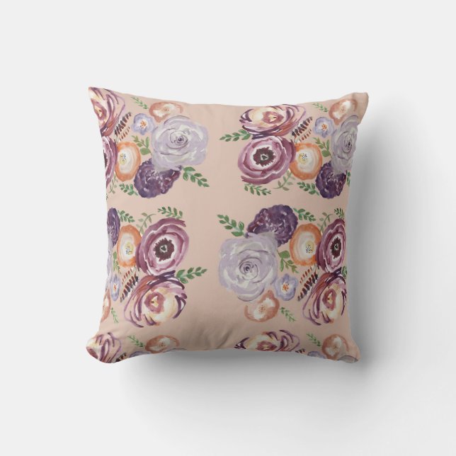 Flower Garden Print Throw Pillow (Front)