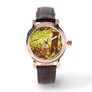 Flower Garden Rusty Wheel And Pump Abstract  Watch
