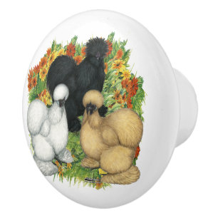 Flower Garden Silkies Ceramic Knob
