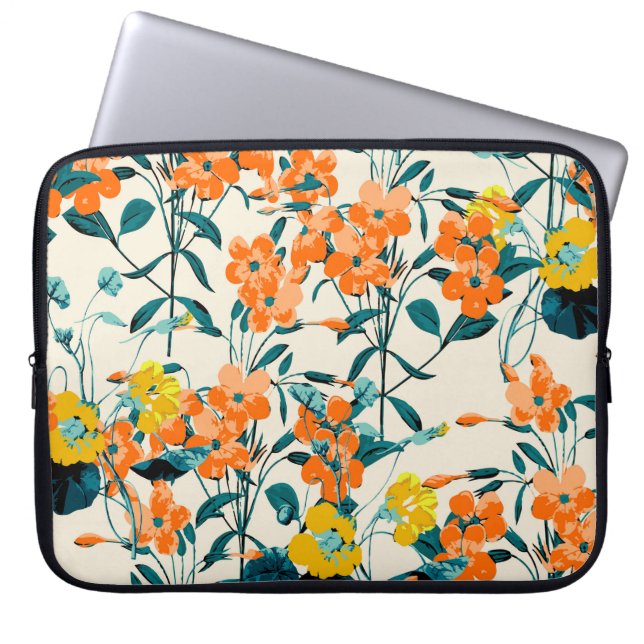 Flower Garden. Small Cute Florals and Branches Swe Laptop Sleeve (Front)