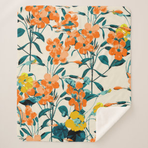 Flower Garden. Small Cute Florals and Branches Swe Sherpa Blanket