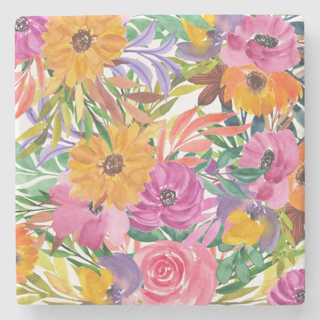Flower Garden Stone Coaster (Front)
