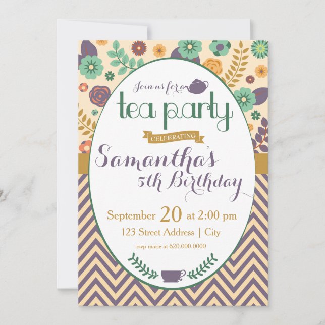 Flower Garden Tea Party Invitation (Front)