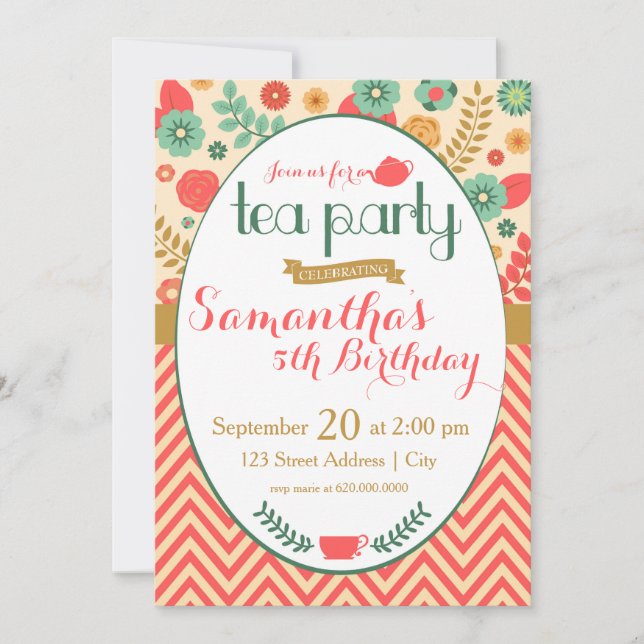 Flower Garden Tea Party Invitation (Front)