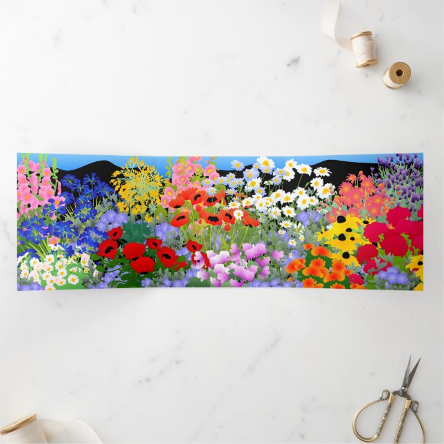 Flower Garden Tri-Fold Birthday Card (Inside)