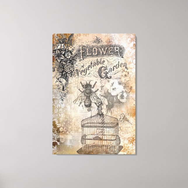 Flower Garden Vintage Design on Canvas Print (Front)