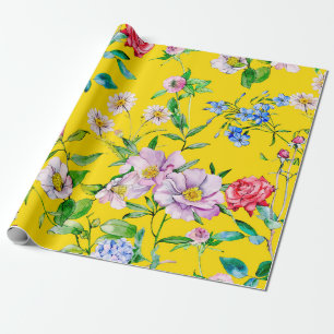 Flower garden watercolor illustration patternpatte wrapping paper