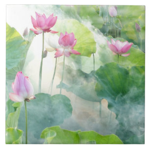 Flower Garden Watercolor Tile