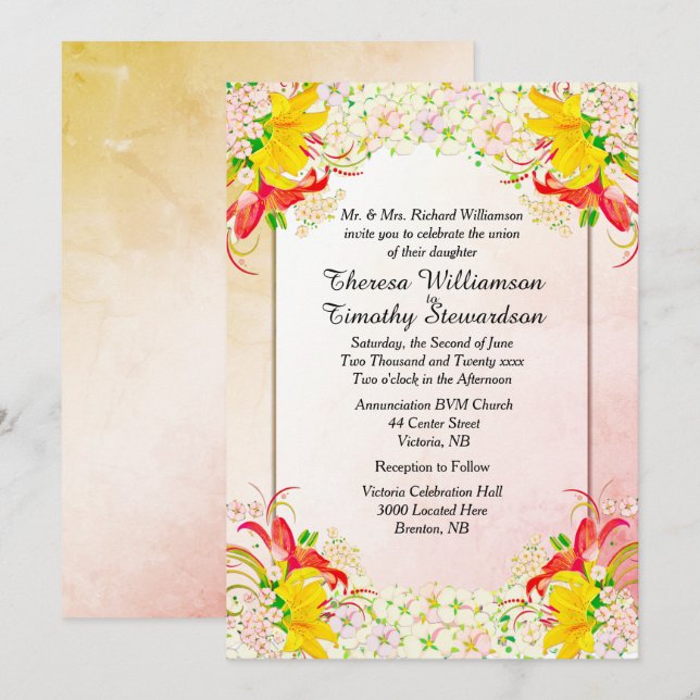 Flower Garden Wedding Invitation (Front/Back)