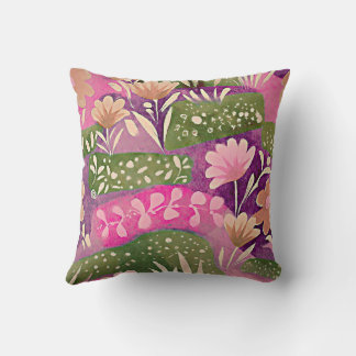 Flower Gardens Pink Purple Throw Pillow