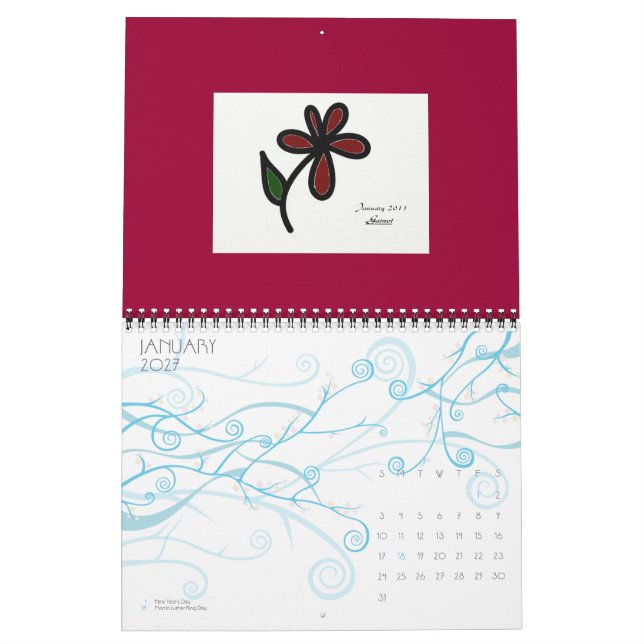 Flower Gems Calendar (Jan 2027)
