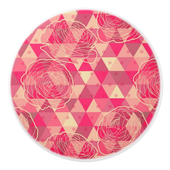 Flower geometrical pattern ceramic knob (Front)