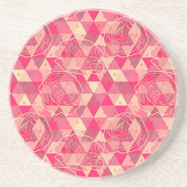 Flower geometrical pattern coaster (Front)