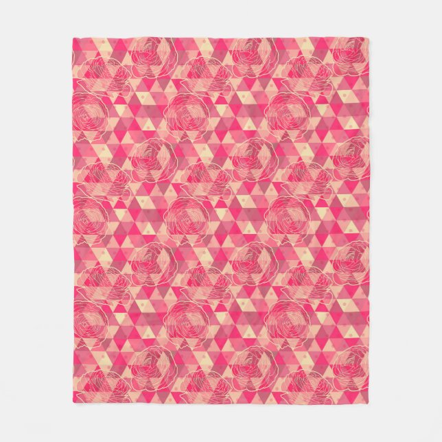 Flower geometrical pattern fleece blanket (Front)