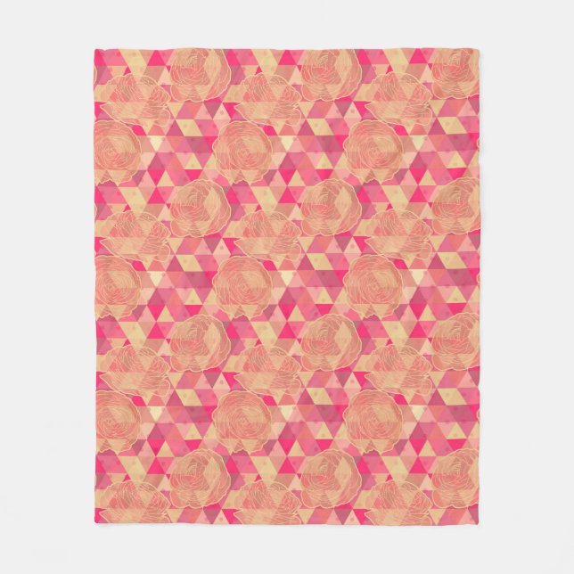 Flower geometrical pattern fleece blanket (Front)