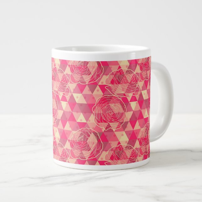 Flower geometrical pattern large coffee mug (Front Right)