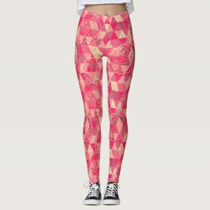 Flower geometrical pattern leggings