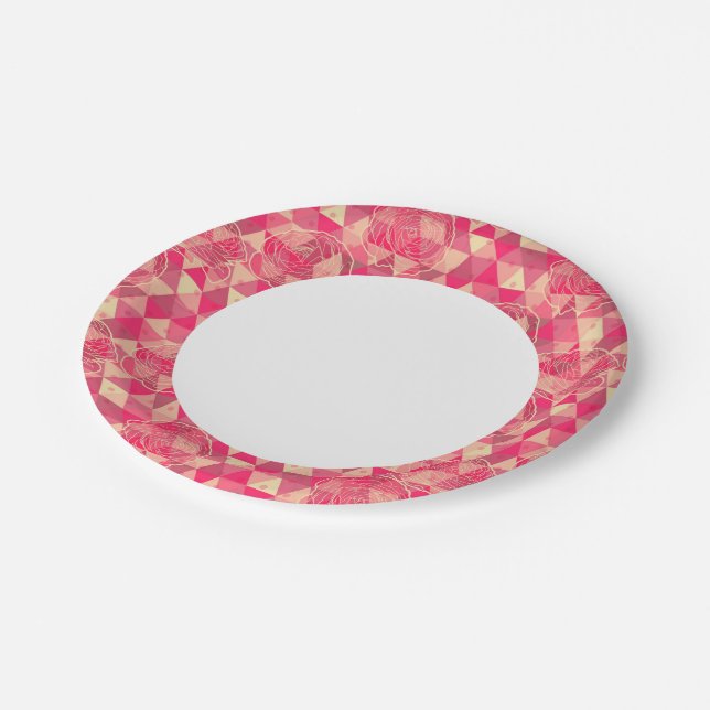 Flower geometrical pattern paper plate (Angled)
