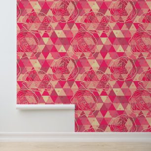 Flower geometrical pattern wallpaper