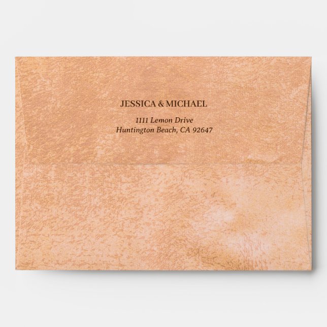  Flower Gerbera on Abstract peach Wedding Envelope (Back (Top Flap))