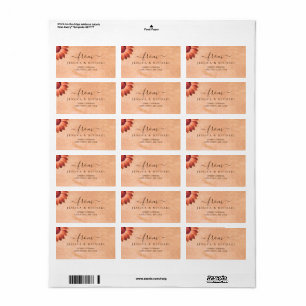 Flower Gerbera on Abstract peach Wedding Label