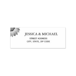 Flower Gerbera on Abstract peach Wedding Rubber Stamp