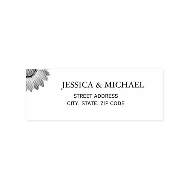 Flower Gerbera on Abstract peach Wedding Rubber Stamp (Imprint)