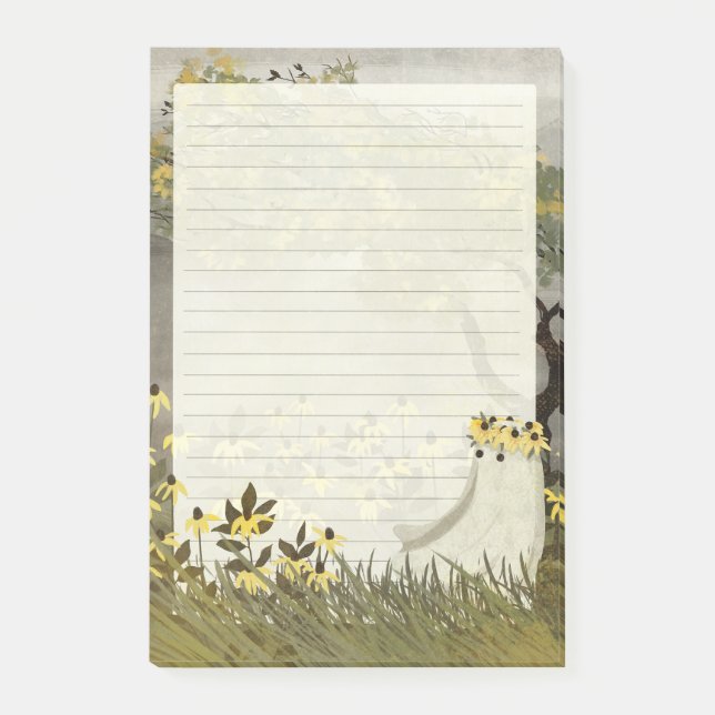 Flower Ghost - Lined Letter Writing Paper Post-it Notes (Front)