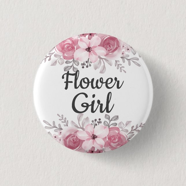 Flower girl  3 cm round badge (Front)