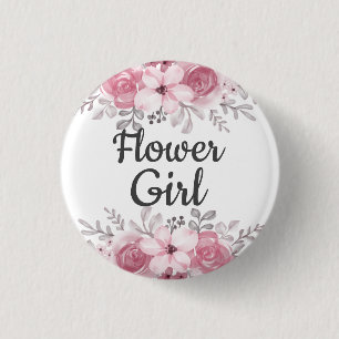 Flower girl  3 cm round badge