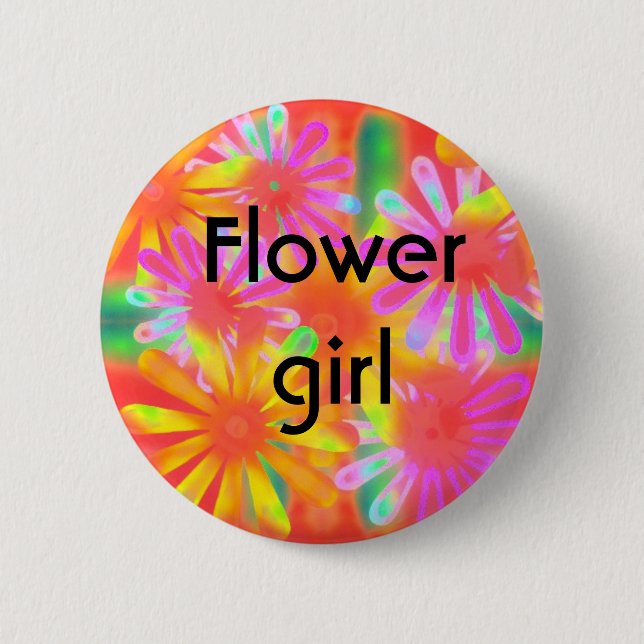 flower girl 6 cm round badge (Front)