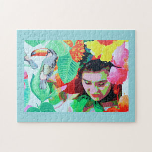 Flower girl and toucan jigsaw puzzle