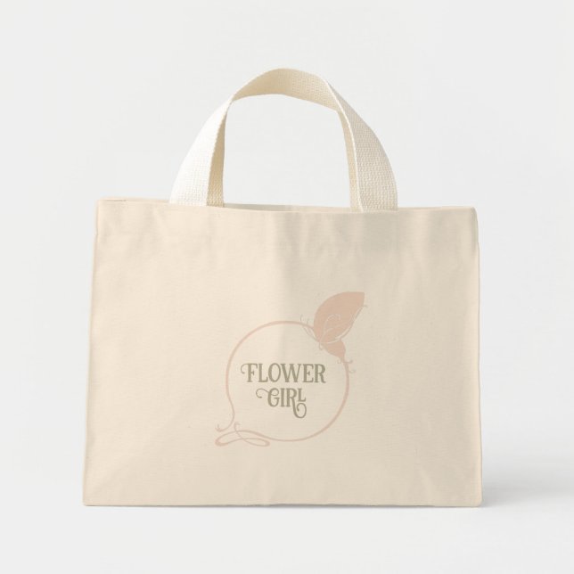 Flower Girl Art Nouveau Blush Pink Butterfly Mini Tote Bag (Front)