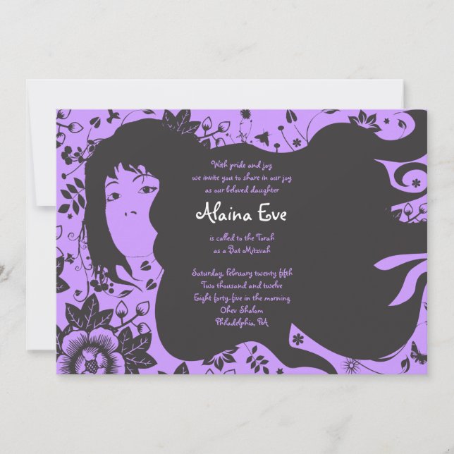 Flower Girl Bar Bat Mitzvah Invitation Invite (Front)